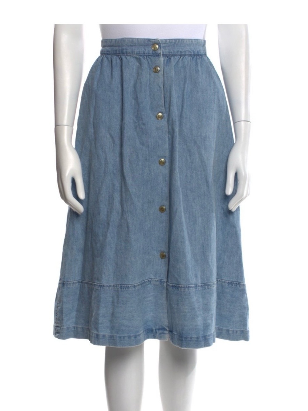 A.P.C. Denim Button-Front Midi Skirt Size 36